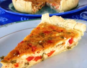 La tarte au fromage frais de brebis et aux poivrons rouges