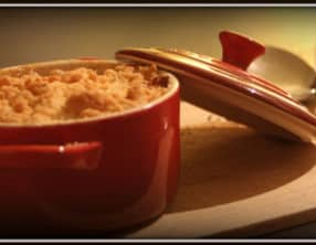 Crumble de truite et fondue de légumes