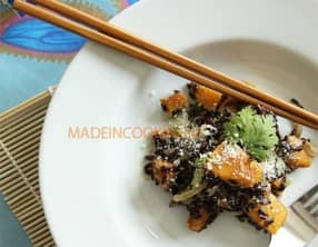 Risotto à la courge butternut, champignons, lait de coco et aux 9 épices du Cambodge