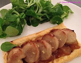 Feuilleté de boudin blanc et chutney de figues