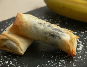 Nems croustillants bananes chocolat noix de coco