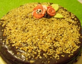 Gâteau chocolat, confiture de clémentines corses, glaçage fondant choco