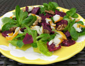 Salade de mâche, haddock et betterave