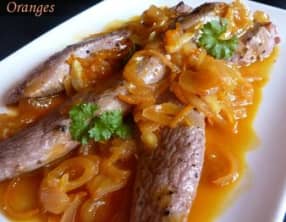 Aiguillettes de canard aux échalotes confites à l'orange