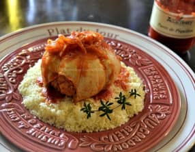 Paupiettes de poulet à la purée de piquillos