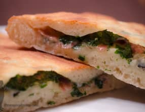 Foccacia au gorgonzola et jambon de Parme