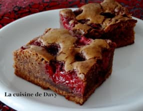 Brownie chocolat au lait et framboise