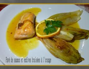 Pavé de saumon et endives braisées à l'orange