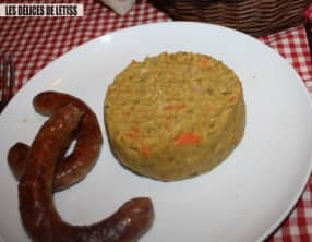 Purée de pois cassés et lardons