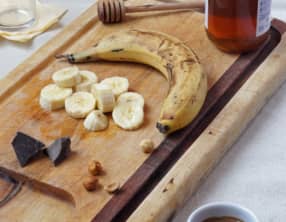 Smoothie banane, chocolat, noisette