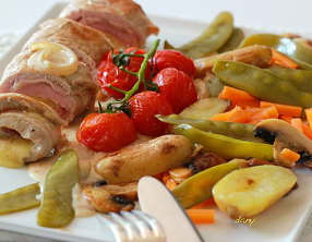 Saltimbocca de veau à l'emmental et petits légumes