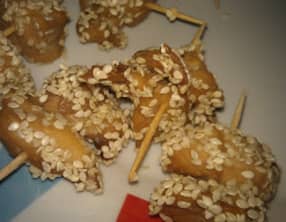 Mini brochettes de poulet sucré-salé