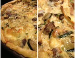 Tarte du soir au poulet, à la courgette et au brie