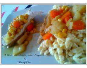 Filet de dinde aux légumes et knepfle