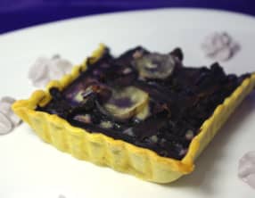 Tarte violette, canard et chantilly de myrtille