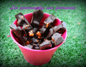 Barres au Chocolat noir et Pop-corn au carambar