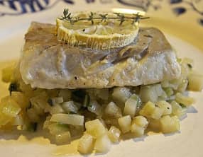 Poisson aux blettes et jus de volaille