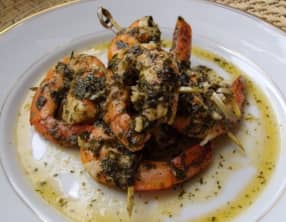 Papillotes de crevettes à l'ail et au gingembre