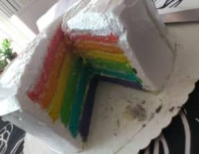 Rainbow Cake chocolat blanc, coco, vanille