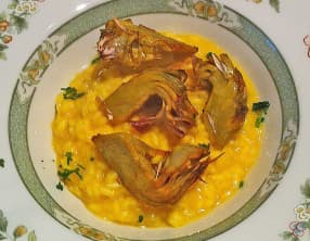 Risotto safrané aux Artichauts Violets