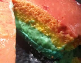 Rainbow bavarois aux agrumes et son miroir à la fleur d’hibiscus