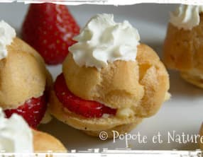 Petits choux à la fraise et à la crème pâtissière