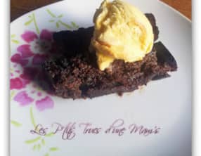Fondant chocolat patate douce et boule de glace à la vanille