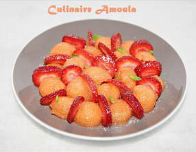 Salade de melon et fraises à la vanille