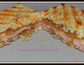 Croque monsieur à la compotée d'oignons et aux raisins secs