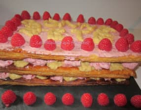Mille feuilles framboises-rhubarbe
