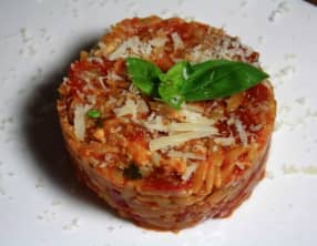 Langues d’oiseau façon risotto aux légumes rouges