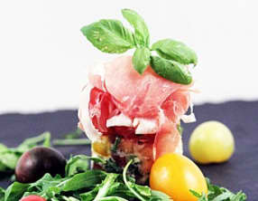 Tartare de tomates, melon et burrata