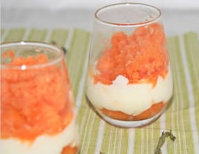 Billes de melon au fromage blanc, granité melon et verveine