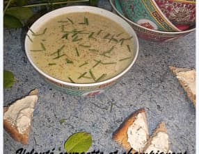 Velouté courgette et champignons sur des airs de crème de coco