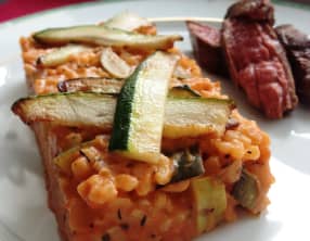 Le risotto de courgettes à la tomate