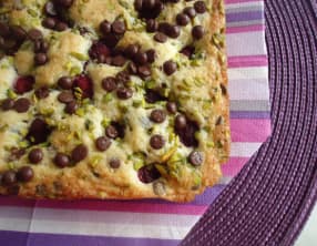 Blondies framboises pistaches et chocolat
