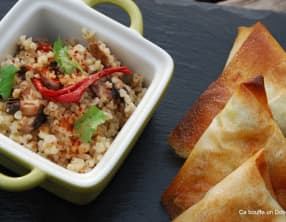 Samoussas de Boeuf au Curry et salade de Boulgour