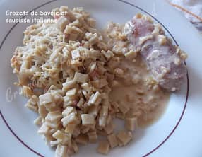 Crozets de Savoie et saucisse italienne