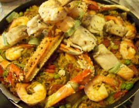 Un riz façon "Paëlla au poisson" au fumet de langoustines