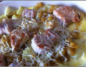 Tournedos de dinde sur gratin de pomme de terre et curry de navets