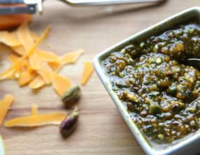 Pesto revisité pistaches et mimolette