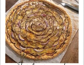 Tarte fine et moutardée aubergine et chèvre