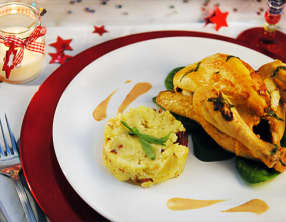 Coquelets rôtis sauce au foie gras