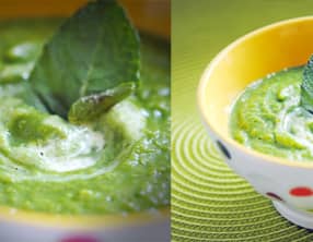 Soupe glacée petits pois et menthe