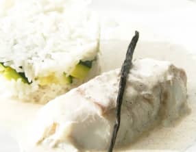 Dos de cabillaud, sauce crémeuse vanille et gingembre