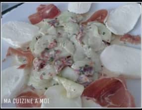 Concombre et sa creme au jambon d'aoste