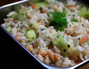 Salade de riz rose et verte