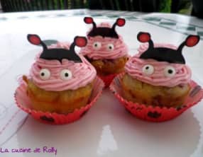 Cupcakes coccinelle framboise et chocolat blanc
