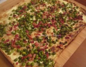 Flammekueche lardons petits pois