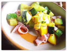 Poêlée de courgette et jambon blanc